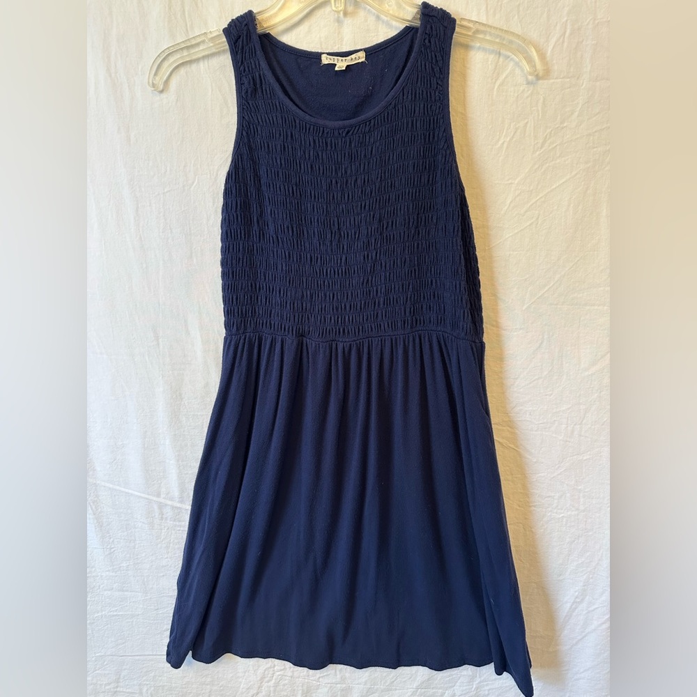 Copper Key Girls Navy Smocked Sleeveless Dress with Pockets size XL